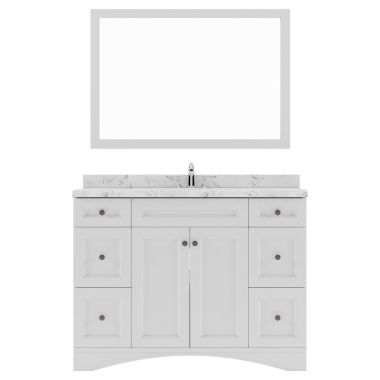 Virtu USA Elise 48" Single Bath Vanity in White with Quartz Top and Square Sink #ES-32048-CMSQ-WH