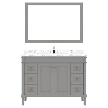 Virtu USA Tiffany 48" Single Bath Vanity in Gray with Quartz Top and Square Sink #ES-40048-CMSQ-GR-002