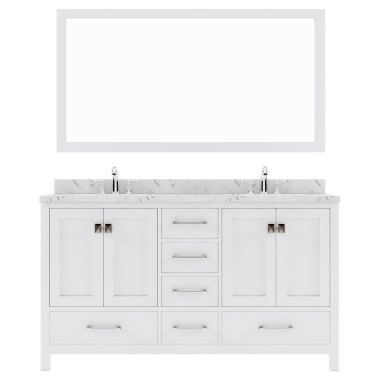 Virtu USA Caroline Avenue 60" Double Bath Vanity in White with Quartz Top and Sinks #GD-50060-CMRO-WH-001