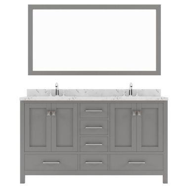 Virtu USA Caroline Avenue 60" Double Bath Vanity in Gray with Quartz Top and Sinks #GD-50060-CMSQ-CG
