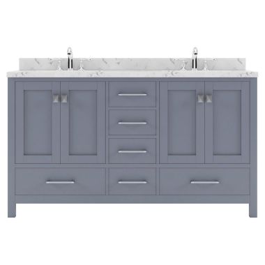 Virtu USA Caroline Avenue 60" Double Bath Vanity in Gray with Quartz Top and Sinks #GD-50060-CMSQ-GR-NM