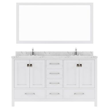 Virtu USA Caroline Avenue 60" Double Bath Vanity in White with Quartz Top and Sinks #GD-50060-CMSQ-WH-001