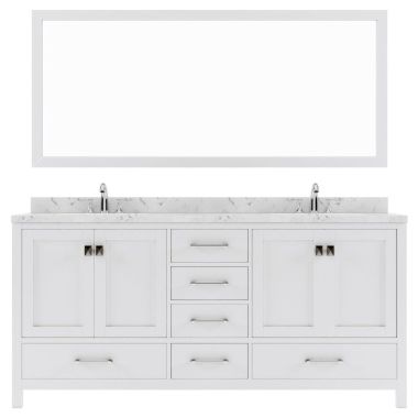 Virtu USA Caroline Avenue 72" Double Bath Vanity in White with Quartz Top and Sinks #GD-50072-CMSQ-WH