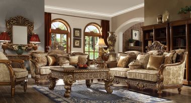 Homey Design HD-610 3pc Livingroom Set in Metallic Antique Gold