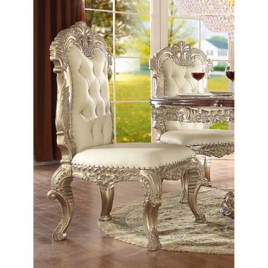 Homey Design HD-8017 Side Chair in Metallic Silver - Set of 2