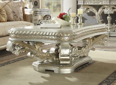 Homey Design HD-8088 Coffee Table in Metallic Silver Finish