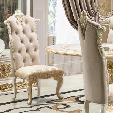 Homey Design HD-903 Side Chair in Cream and Gold - Set of 2