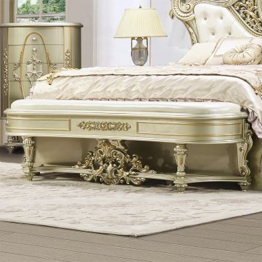 Homey Design HD-958 Bench with Hints of Gold Tone