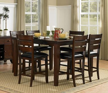 Homelegance Ameillia 7pc Counter Height Dining Table Set in Dark Oak Finish