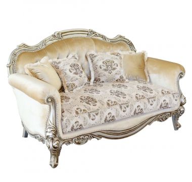 European Furniture Serena Loveseat in Antique Silver