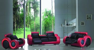 Titanic Furniture L26 3pc Livingroom Set in Black/Red