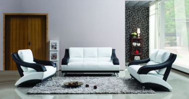 Titanic Furniture L502 3pc Livingroom Set in White/Black
