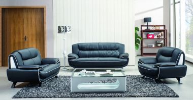 Titanic Furniture L512 3pc Livingroom Set in Black/White