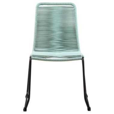 Armen Living Shasta Outdoor Metal and Rope Stackable Dining Chair in Wasabi - Set of 2