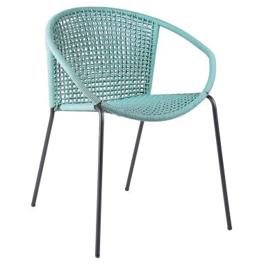 Armen Living Snack Indoor Outdoor Stackable Steel Dining Chair with Wasabi Rope - Set of 2
