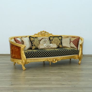 European Furniture Luxor II Sofa in Black Gold Fabric