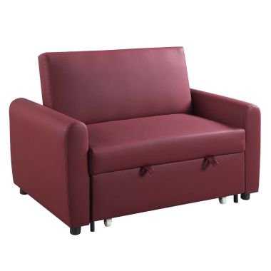 ACME Caia Adjustable Sofa with Sleeper in Red Fabric