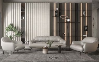 ACME Leonia 3pc Livingroom Set in Taupe Leather