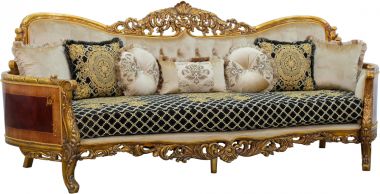 European Furniture Maggiolini III Sofa in Black Gold Fabric