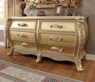 Homey Design HD-1801 Dresser in Metallic Antique Gold