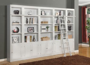 Parker House Boca 5pc Library Bookcase in Cottage White Finish