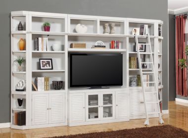 Parker House Boca 6pc Entertainment Center with Bookcases in White 