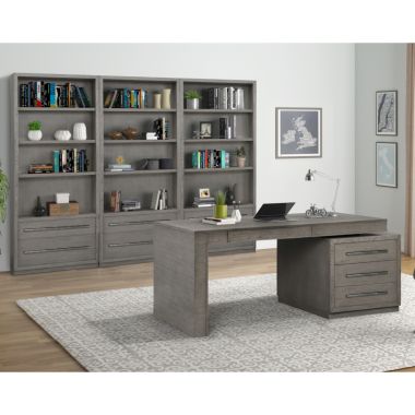 Parker House Pure Modern 4pc Wall with Executive Desk in Moonstone