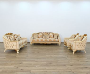 European Furniture Angelica 3pc Livingroom Set in Brown Fabric