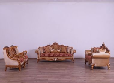 European Furniture Raffaello III 3pc Livingroom Set in Antique Brown Finish