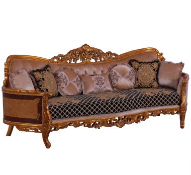 European Furniture Modigliani II Sofa in Black-Gold Fabric