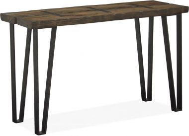 Magnussen Dartmouth Rectangular Sofa Table in Sawmill, Galvanized Steel