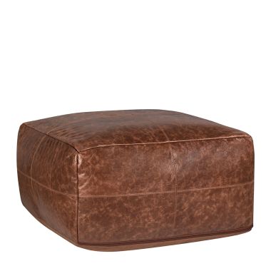 Classic Home Leather Kona Brown Pouf 24X24X12