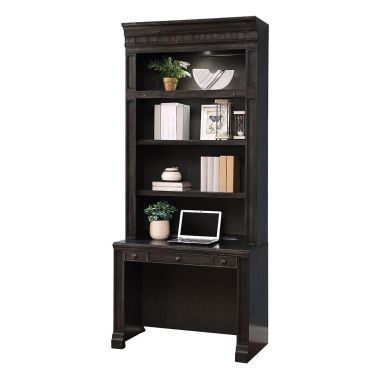 Parker House Washington Heights In-wall Library Desk and Hutch in Washed Charcoal