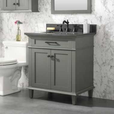 Legion Furniture 30" Pewter Green Finish Sink Vanity Cabinet with Blue Lime Stone Top -WLF2230-PG
