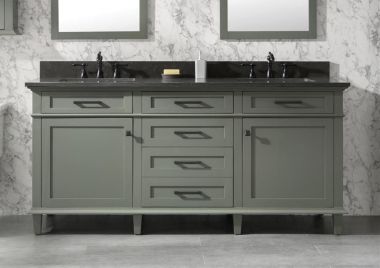 Legion Furniture 72" Pewter Green Double Single Sink Vanity Cabinet with Blue Lime Stone Top -WLF2272-PG