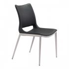 Zuo Modern Ace Dining Chair in Black & Brushed Stainless Steel - Set of 2