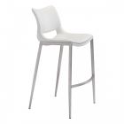 Zuo Modern Ace Bar Chair in White & Brushed Stainless Steel - Set of 2