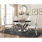 Coaster Anchorage 5pc Round Dining Table Set in Chrome and Black