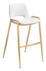 Zuo Modern Desi Barstool in Chair in White and Gold - Set of 2
