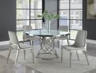 Coaster Irene 5pc Round Glass Top Dining Table Set in White and Chrome