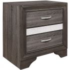 Homelegance Luster Nightstand in Gray and Silver Glitter