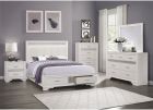 Homelegance Luster 4pc Queen Platform Storage Bedroom Set in White and Silver Glitter