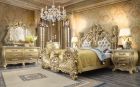 Homey Design HD-1801 4pc Eastern King Bedroom Set in Metallic Antique Gold