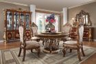 Homey Design HD-1803 5pc Round Dining Table Set in Burl / Metallic Antique Gold
