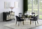 Coaster Lindsey 5pc Round Glass Top Dining Table Set in Sunny Gold with Gray Side Chair