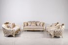 European Furniture Angelica 3pc Livingroom Set in Beige and Antique Dark Bronze