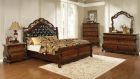 Coaster Exeter 4pc California King Tufted Upholstered Sleigh Bedroom Set in Dark Burl