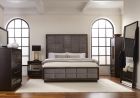 Coaster Durango 4pc California King Upholstered Bedroom Set in Smoked Peppercorn and Grey