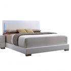 ACME Lorimar Queen Upholstered Bed , White PU & Chrome Leg