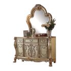 ACME Dresden Dresser with Mirror in Gold Patina & Bone